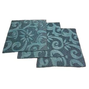 Set Of 3 Beaded Square Placemats Teal Floral Boho Made In India Target